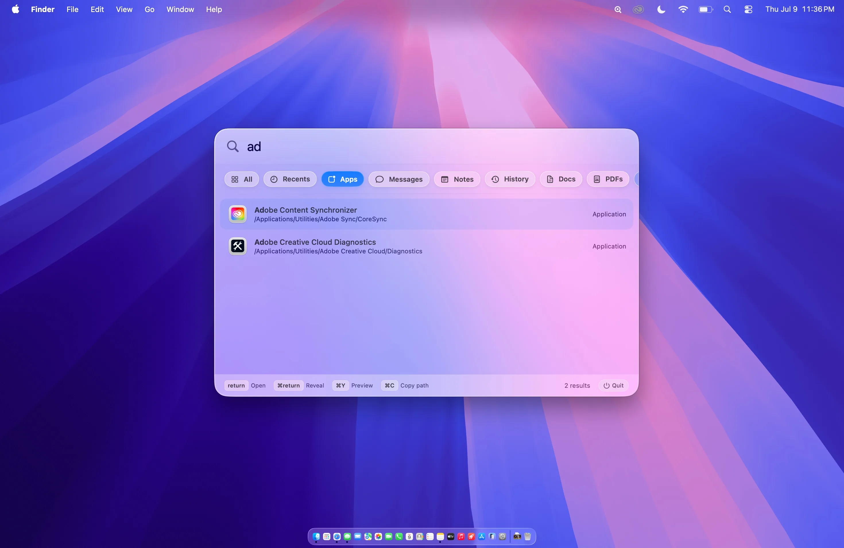App search results in Beacon