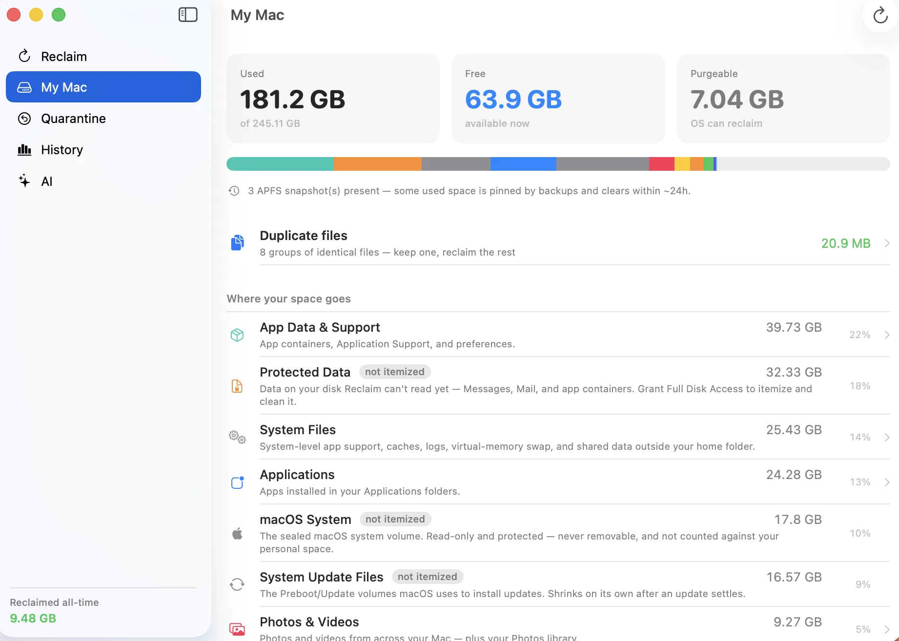 Reclaim showing where your storage goes